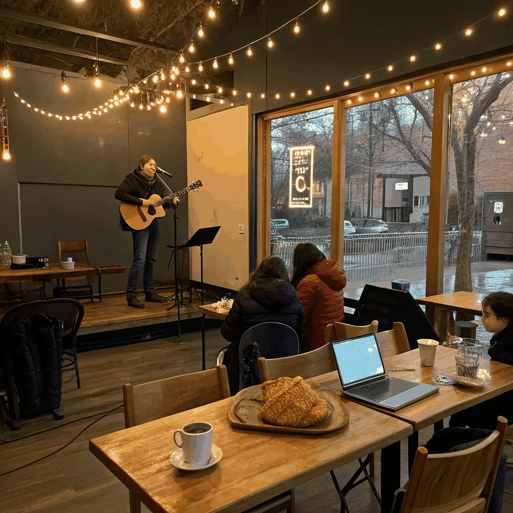 Live acoustic music at The Copper Kettle Café